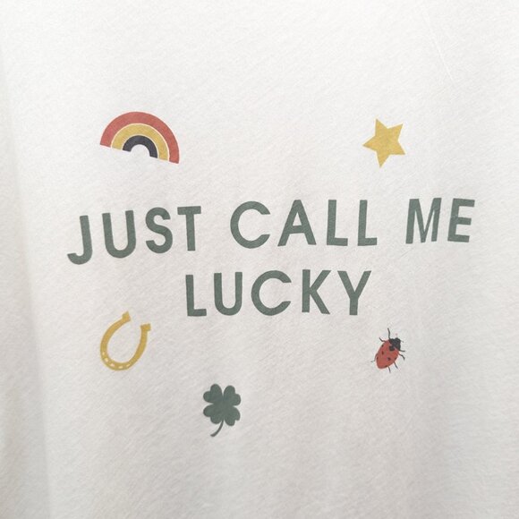 New Wildfox 'Just Call Me Lucky' Oversized Loose Tee T-Shirt Size Medium - Picture 2 of 5